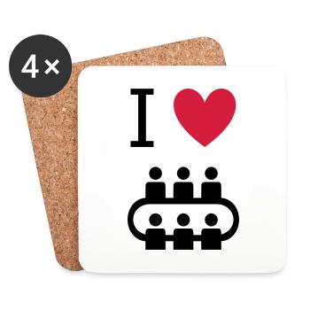 ★ Design colors changeable ★ I love meetings - Coasters (set of 4) - white - Front