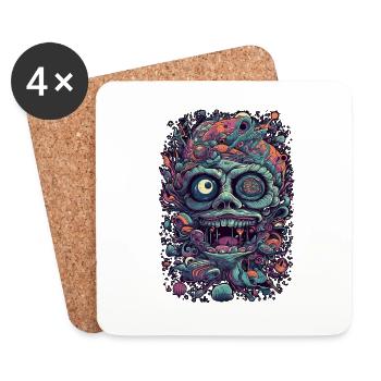 Trippy Explosion - Psychedelic Motif - Coasters (set of 4) - white - Front
