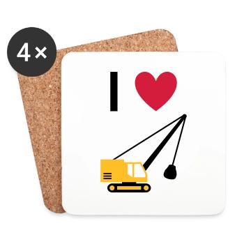★ Design colors can be changed ★ I love dragline excavators - Coasters (set of 4) - white - Front
