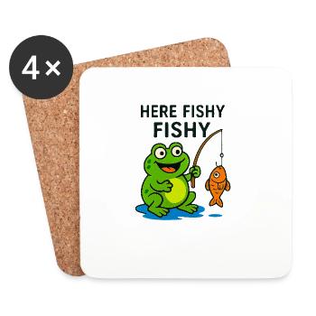 Friendly Fish Monkey and Frog - Coasters (set of 4) - white - Front