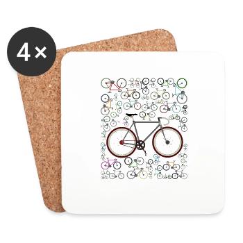 Liebe Fixie Rennrad - Untersetzer (4er-Set) - Weiß - Vorne