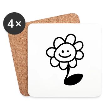 Happy Flower - Line - Coasters (set of 4) - white - Front