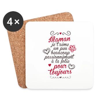 Fête des mères Maman je t'aime maman - Dessous de verre (lot de 4) - blanc - Devant