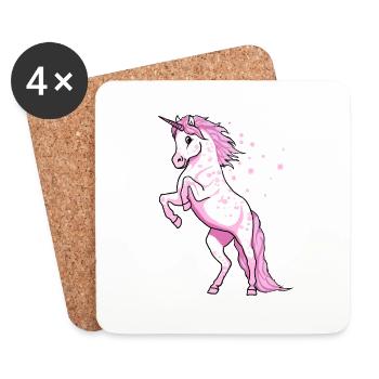 Pünktchen Einhorn Rosa - Untersetzer (4er-Set) - Weiß - Vorne