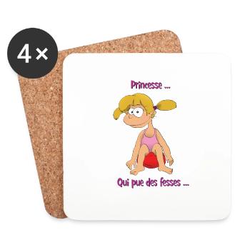 princesse pue des fesses - Dessous de verre (lot de 4) - blanc - Devant