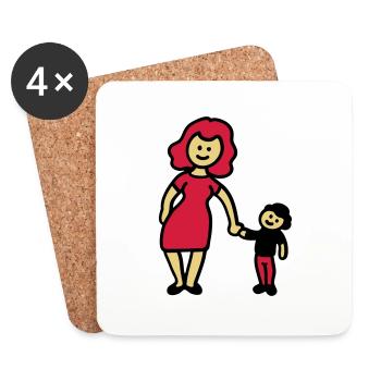 Mother / grandmother + Child 3 - Coasters (set of 4) - white - Front