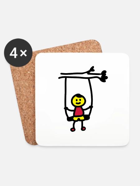 Kind Schaukel 3 - Untersetzer (4er-Set) - Weiß
