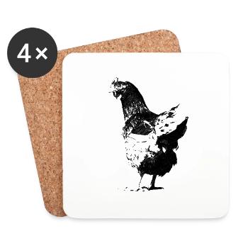 huhn - Untersetzer (4er-Set) - Weiß - Vorne