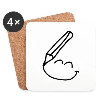 doodle_smiley_1c - Untersetzer (4er-Set) - Weiß - Vorne