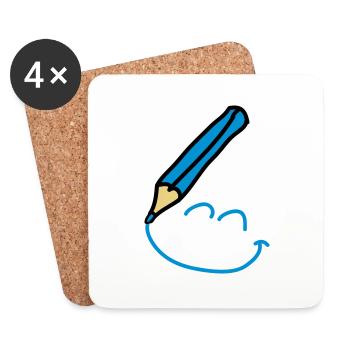 doodle_smiley_3c - Untersetzer (4er-Set) - Weiß - Vorne