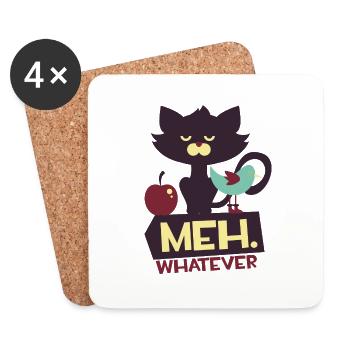 Katze - Vogel - Tiere Haustier niedlich - whatever - Untersetzer (4er-Set) - Weiß - Vorne