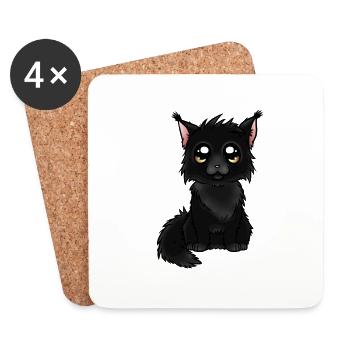 Maine Coon - Noir - Dessous de verre (lot de 4) - blanc - Devant