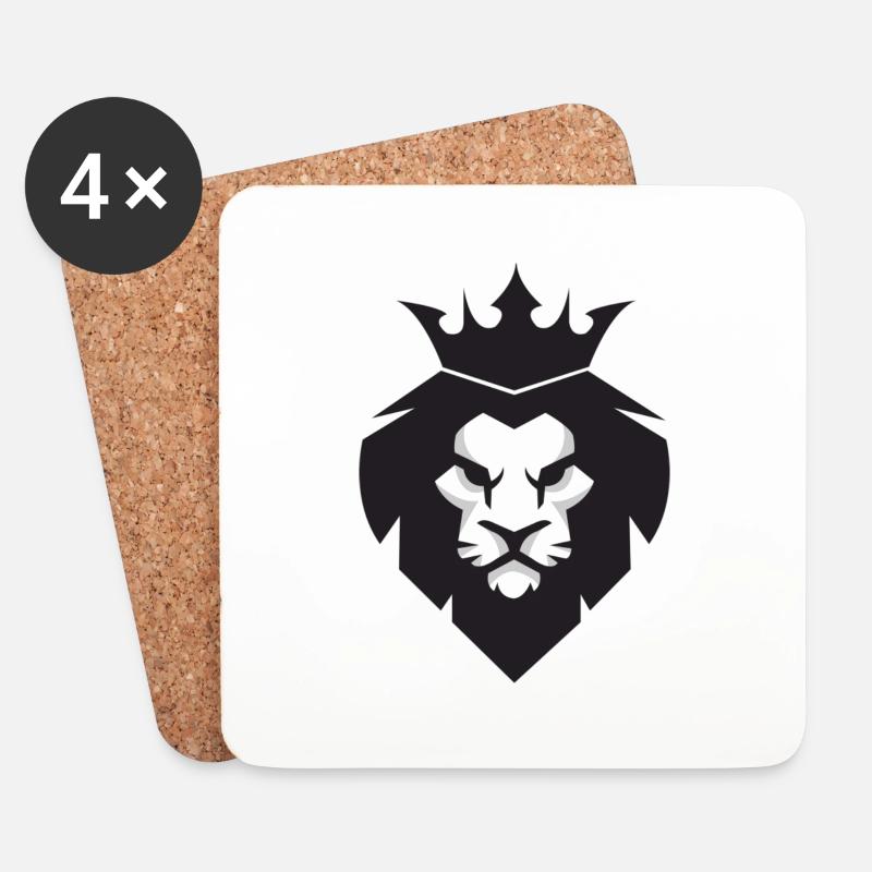 Big lion - Coasters (set of 4) - white