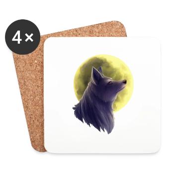 Wolf Painting - Coasters (set of 4) - white - Front