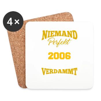 2006 Geburtsjahr Geburtstag Geburt geboren - Untersetzer (4er-Set) - Weiß - Vorne