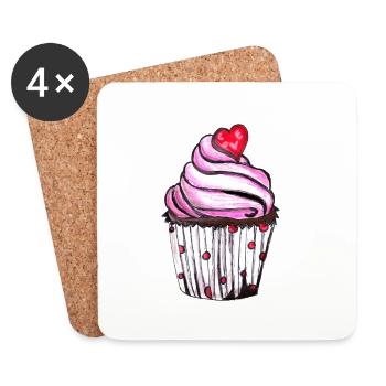 cupcake - Coasters (set of 4) - white - Front