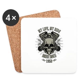 Gift for Biker - built in 1958 - Coasters (set of 4) - white - Front