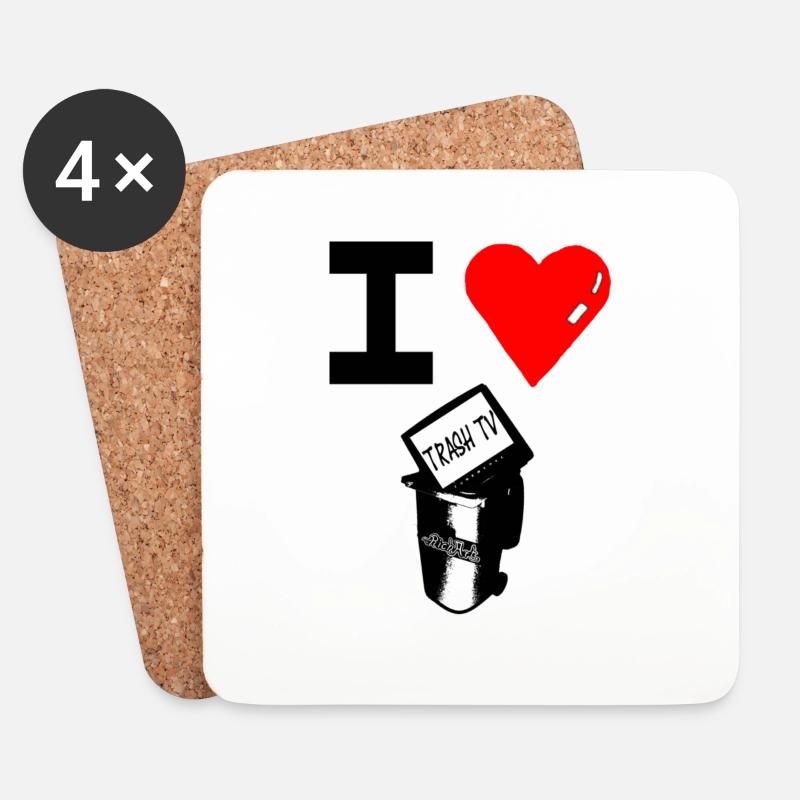 I HEART TRASH TV by RichArt - Untersetzer (4er-Set) - Weiß