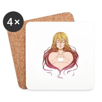 Girl with heart - Coasters (set of 4) - white - Front