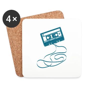 Kassette Blau - 80s Tape - Untersetzer (4er-Set) - Weiß - Vorne