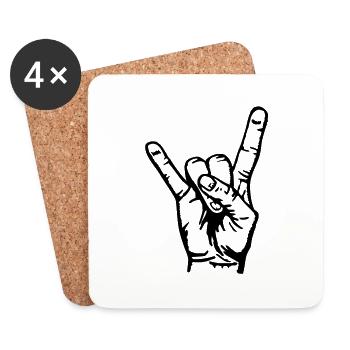 Rock Hand Musik Pommesgabel Festival Metal Music - Dessous de verre (lot de 4) - blanc - Devant