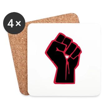 Fist with heart - Coasters (set of 4) - white - Front