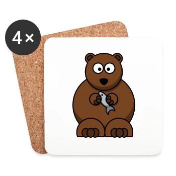 Bayo the bear and its fish - Coasters (set of 4) - white - Front