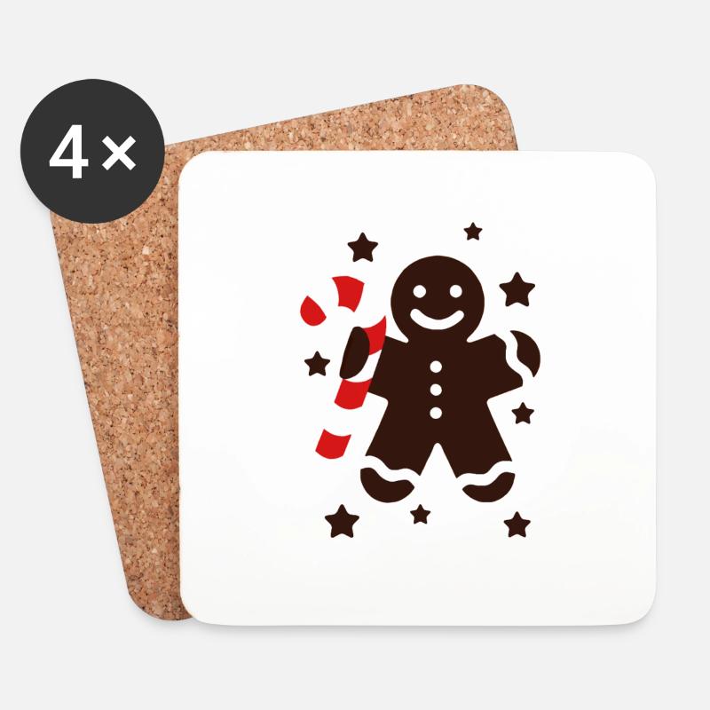 Mr. Gingerbread - Untersetzer (4er-Set) - Weiß