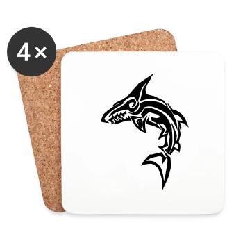 Requin tribal - Dessous de verre (lot de 4) - blanc - Devant