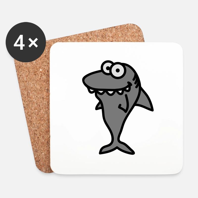 shark - Untersetzer (4er-Set) - Weiß