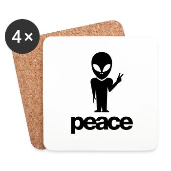 alien_peace_symbol_f1 - Dessous de verre (lot de 4) - blanc - Devant