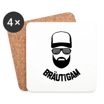 BRÄUTIGAM HIPSTER - Untersetzer (4er-Set) - Weiß - Vorne