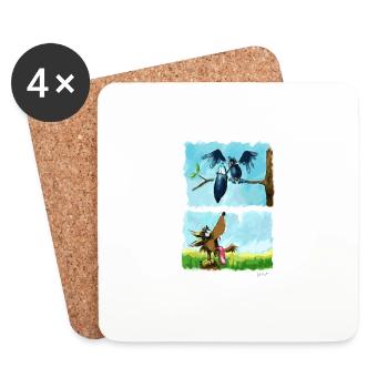 le_corbeau et le renard - Dessous de verre (lot de 4) - blanc - Devant