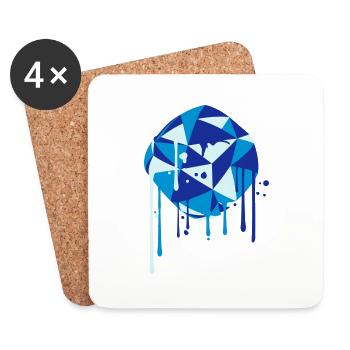 ball art spray graffiti drip round circle blue - Coasters (set of 4) - white - Front