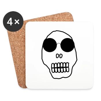 cool skull with sunglasses / skull - Coasters (set of 4) - white - Front