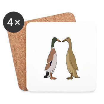 Ente und Ente - Untersetzer (4er-Set) - Weiß - Vorne