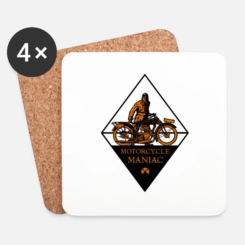 Motorcycle Maniac - Untersetzer (4er-Set) - Weiß