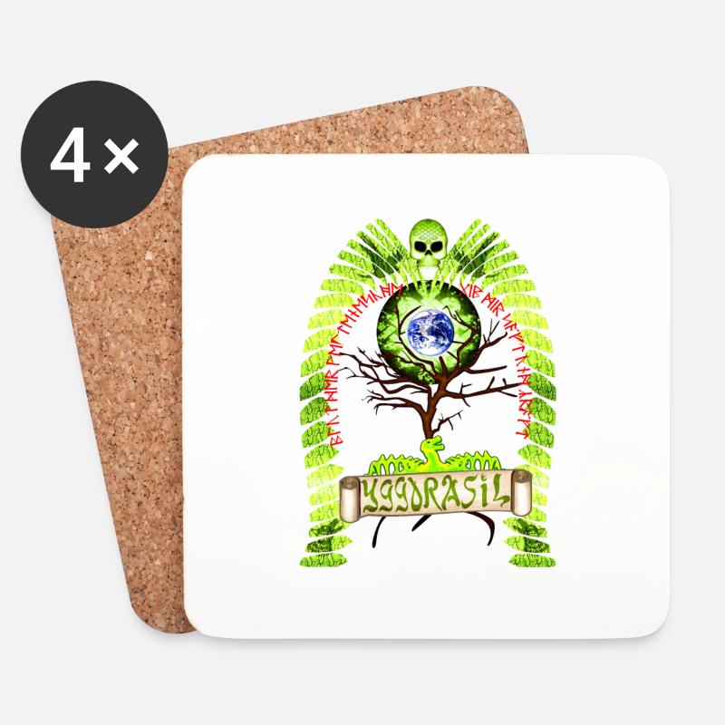 Yggdrasil - Untersetzer (4er-Set) - Weiß