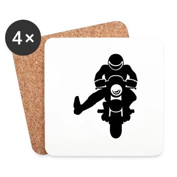 Motorradfahrer - Untersetzer (4er-Set) - Weiß - Vorne