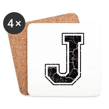 Buchstabe J im Vintage-Shabby-Chic - Untersetzer (4er-Set) - Weiß - Vorne