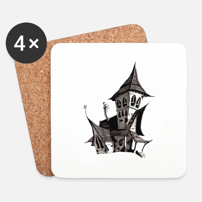 Vampir Schloss - Untersetzer (4er-Set) - Weiß