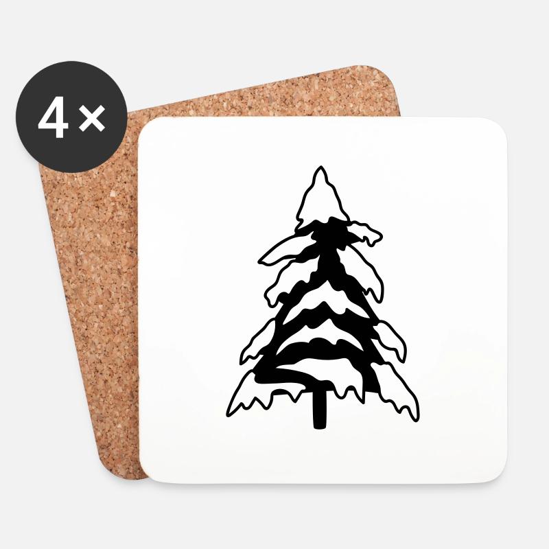 winter kalt schnee weihnachtsbaum tannenbaum tanne - Untersetzer (4er-Set) - Weiß