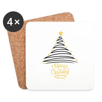 logo sapin sapin sapin sapin étoilé heureux - Dessous de verre (lot de 4) - blanc - Devant