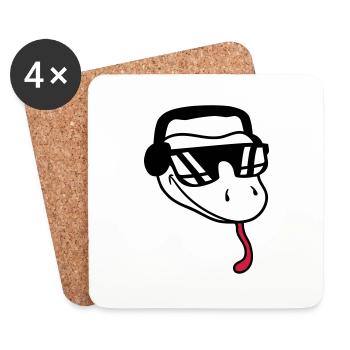 gesicht cool dj musik party feiern sonnenbrille ko - Untersetzer (4er-Set) - Weiß - Vorne