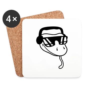 kopf cool dj musik party feiern sonnenbrille kopfh - Untersetzer (4er-Set) - Weiß - Vorne