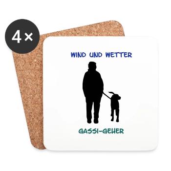 Gassi Geher_cb - Untersetzer (4er-Set) - Weiß - Vorne