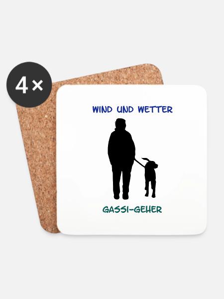 Gassi Geher_cb - Untersetzer (4er-Set) - Weiß