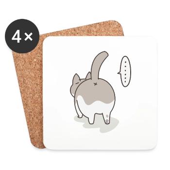 Katze von hinten - Untersetzer (4er-Set) - Weiß - Vorne