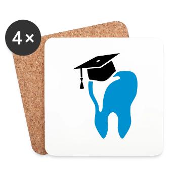 Dents avec chapeau de docteur pour dentiste dentiste - Dessous de verre (lot de 4) - blanc - Devant