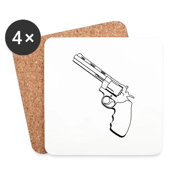 Revolver / Pistole - Untersetzer (4er-Set) - Weiß - Vorne